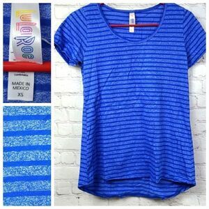 LuLaRoe Classic T Shirt XS (2/4) Blue Stripe Tee Knit Women's A-Line Swing Top